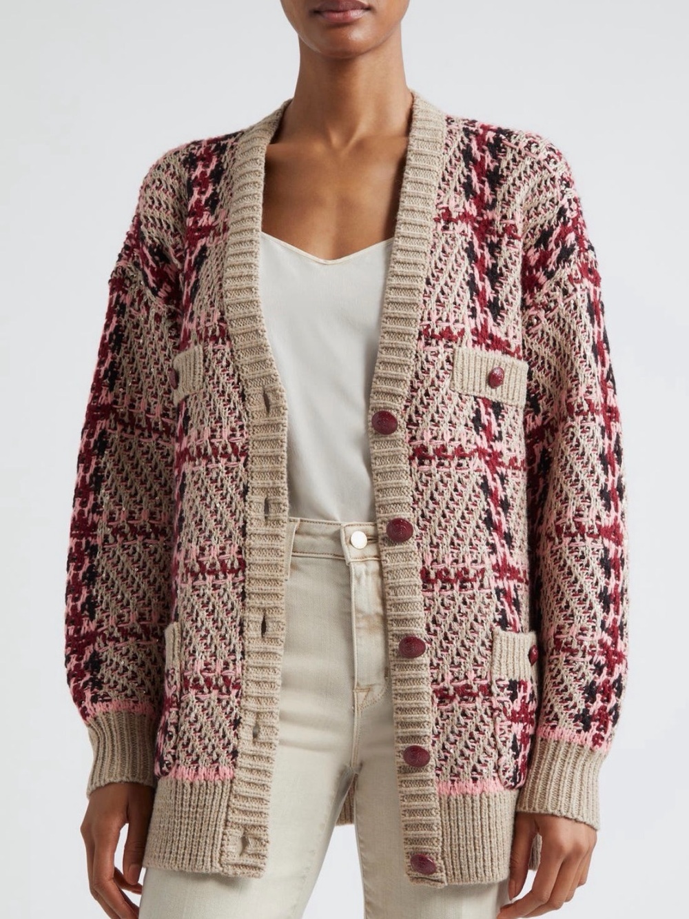 L'AGENCE
Macie V Neck Cardigan Sweater, size L, NWT